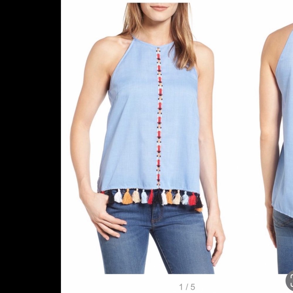 THML Oxford blue tank with tassel bottom